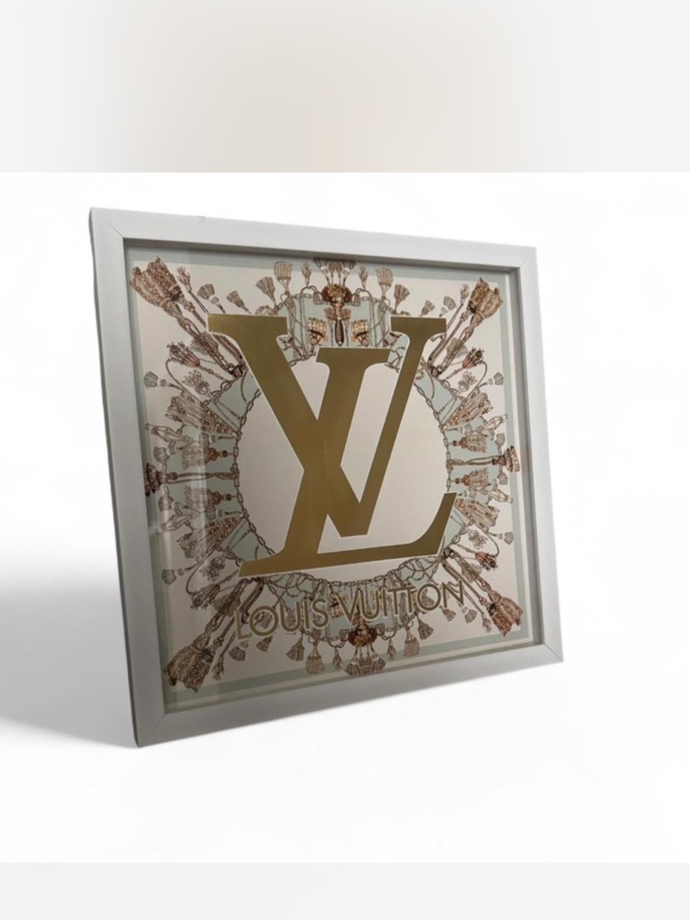 Louis Vuitton Gold and Cream Framed Monogram Artwork